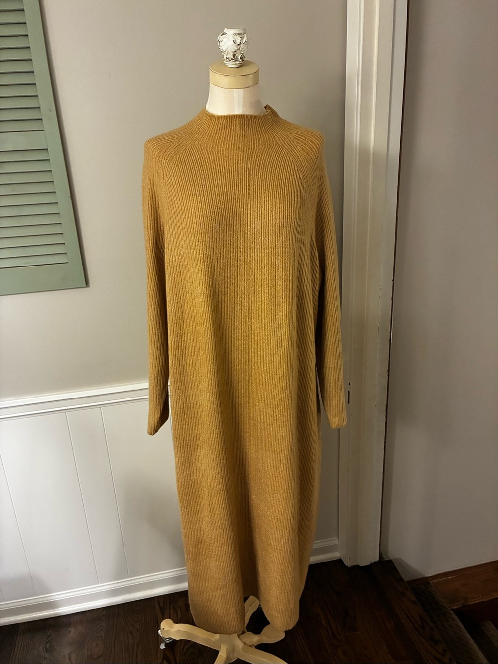 Talbots Plus Size Mock Neck Sweater Dress In Toasted Coconut Color